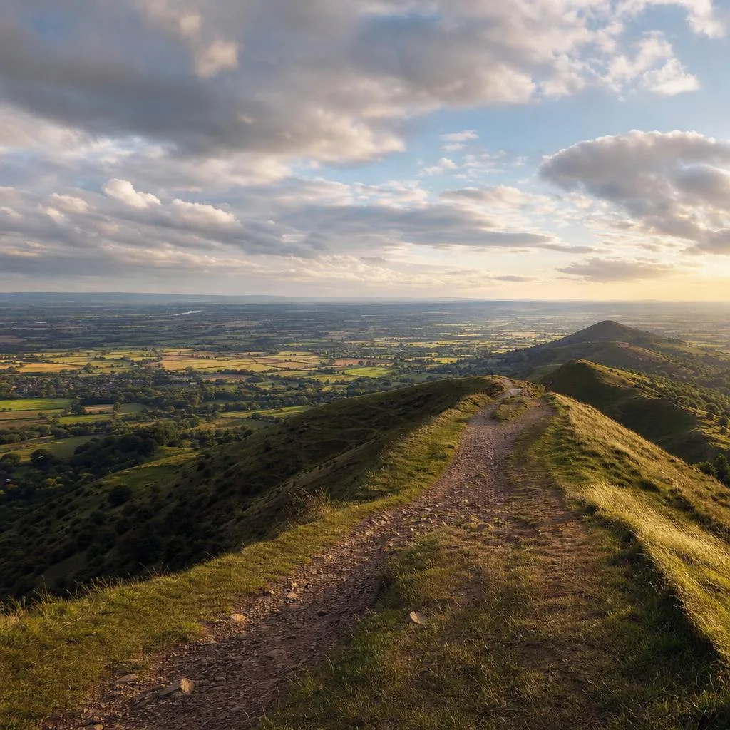 View from Worcestershire Beacon on the Malvern Hills, a popular wedding photography location for Malvern couples